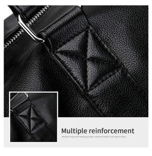Planet Gates Men's Black handbag Travel Bag Waterproof Leather Large Capacity Travel Duffle Multifunction Tote Casual Crossbody Bags
