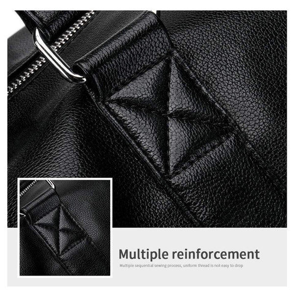 Planet Gates Men's Black handbag Travel Bag Waterproof Leather Large Capacity Travel Duffle Multifunction Tote Casual Crossbody Bags