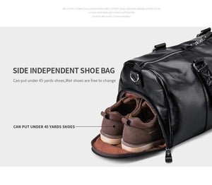 Planet Gates Men's Black handbag Travel Bag Waterproof Leather Large Capacity Travel Duffle Multifunction Tote Casual Crossbody Bags