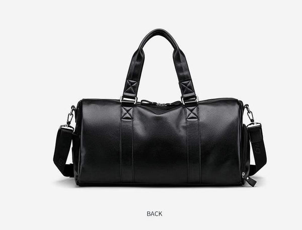 Planet Gates Men's Black handbag Travel Bag Waterproof Leather Large Capacity Travel Duffle Multifunction Tote Casual Crossbody Bags