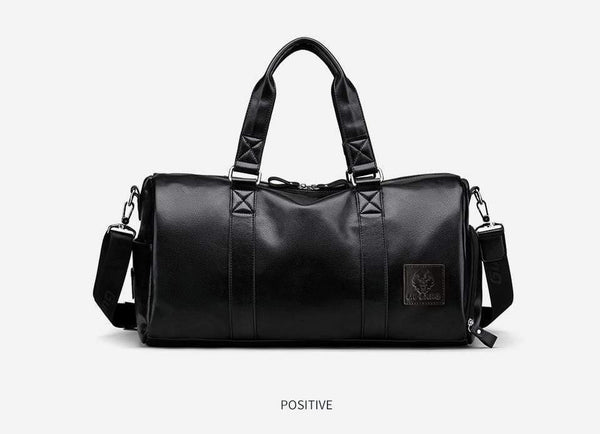 Planet Gates Men's Black handbag Travel Bag Waterproof Leather Large Capacity Travel Duffle Multifunction Tote Casual Crossbody Bags