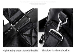 Planet Gates Men's Black handbag Travel Bag Waterproof Leather Large Capacity Travel Duffle Multifunction Tote Casual Crossbody Bags