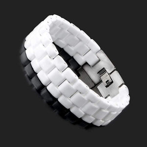 Planet Gates Men's Bracelet Elegant Jewelry White Convex Strap Ceramic Bracelet For Men Women 22cm Watch Link Bracelet Durable