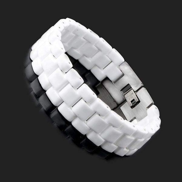 Planet Gates Men's Bracelet Elegant Jewelry White Convex Strap Ceramic Bracelet For Men Women 22cm Watch Link Bracelet Durable