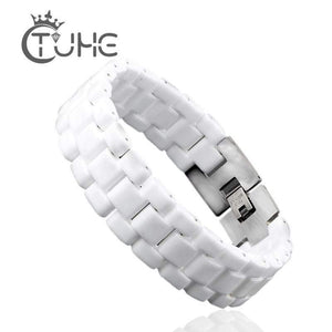 Planet Gates Men's Bracelet Elegant Jewelry White Convex Strap Ceramic Bracelet For Men Women 22cm Watch Link Bracelet Durable