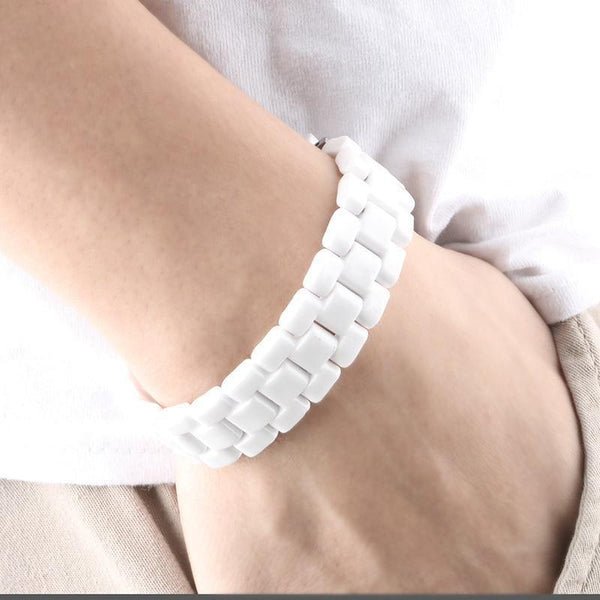 Planet Gates Men's Bracelet Elegant Jewelry White Convex Strap Ceramic Bracelet For Men Women 22cm Watch Link Bracelet Durable