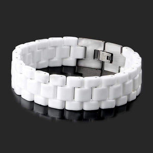 Planet Gates Men's Bracelet Elegant Jewelry White Convex Strap Ceramic Bracelet For Men Women 22cm Watch Link Bracelet Durable