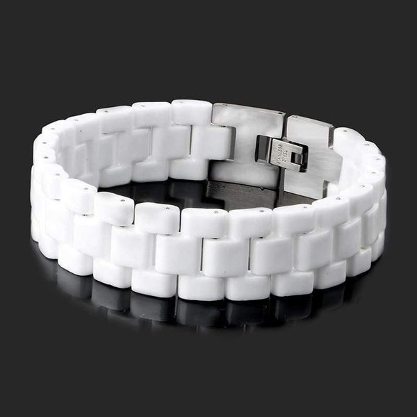 Planet Gates Men's Bracelet Elegant Jewelry White Convex Strap Ceramic Bracelet For Men Women 22cm Watch Link Bracelet Durable