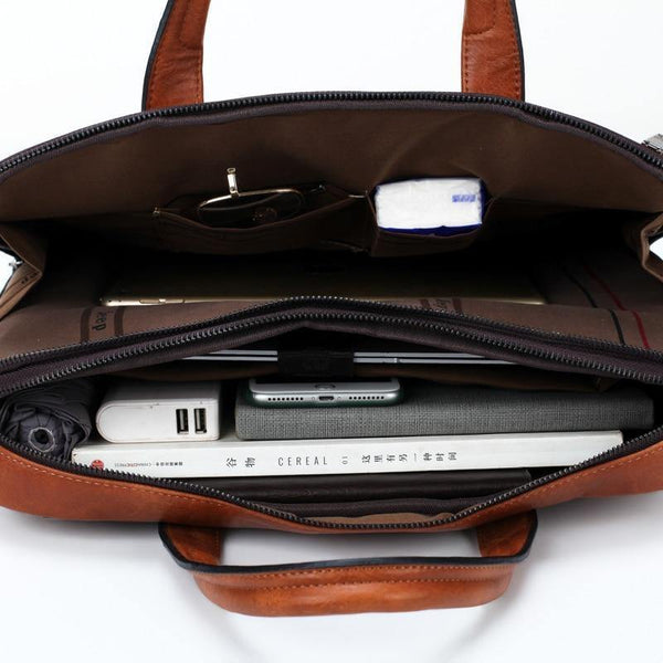Planet Gates Men's Briefcase Bags For 14" Laptop Man Business Bag 2Pcs Set Handbags High Quality Leather Office Shoulder Bags Tote