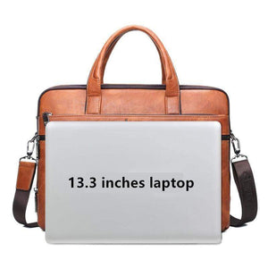 Planet Gates Men's Briefcase Bags For 14" Laptop Man Business Bag 2Pcs Set Handbags High Quality Leather Office Shoulder Bags Tote