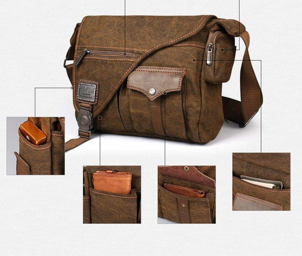 Planet Gates Men's Canvas bags New Multifunction Crossbody bag Retro handbags Travel Shoulder Messenger Bags Leisure Package