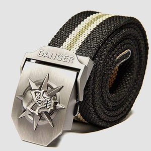 Men's Canvas Belt Skull Metal Tactics Woven Belt Canvas Belt Casual Pants Cool Wild Gift For Men Belts Skull Large Size