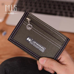 Planet Gates Men's Canvas Wallet Short Designer Men Wallets Zipper Coin Male Purse Card Holder For Teenager Men
