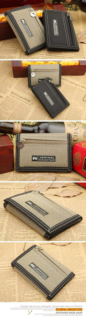 Planet Gates Men's Canvas Wallet Short Designer Men Wallets Zipper Coin Male Purse Card Holder For Teenager Men