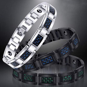 Planet Gates Men's Carbon Fiber Tourmaline Energy Balance Bracelet Health Care Jewelry Hologram Germanium Magnetic Therapy Bracelets healing