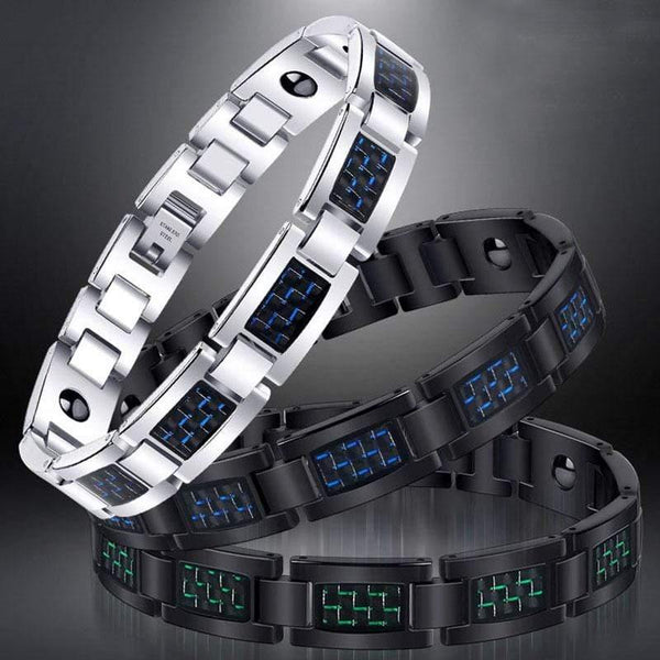 Planet Gates Men's Carbon Fiber Tourmaline Energy Balance Bracelet Health Care Jewelry Hologram Germanium Magnetic Therapy Bracelets healing