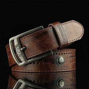 Men's Denim Casual Belt Hollow Rivet Punk Style Wide Belt For New Fashion Strap Male High Quality Jeans PU Leather Belt