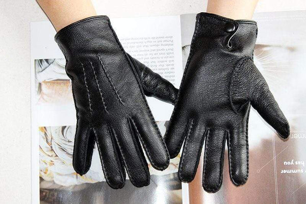Planet Gates Men's Fashion Deerskin Gloves Colour Touch Screen Hand-Stitched Wool Lining Genuine Leather Gloves