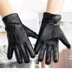 Planet Gates Men's Fashion Deerskin Gloves Colour Touch Screen Hand-Stitched Wool Lining Genuine Leather Gloves