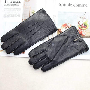 Planet Gates Men's Fashion Deerskin Gloves Colour Touch Screen Hand-Stitched Wool Lining Genuine Leather Gloves