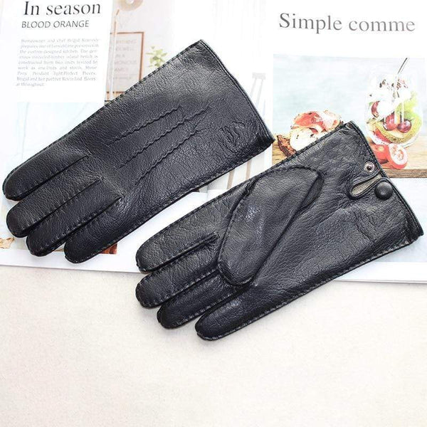 Planet Gates Men's Fashion Deerskin Gloves Colour Touch Screen Hand-Stitched Wool Lining Genuine Leather Gloves