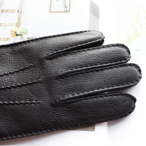 Planet Gates Men's Fashion Deerskin Gloves Colour Touch Screen Hand-Stitched Wool Lining Genuine Leather Gloves