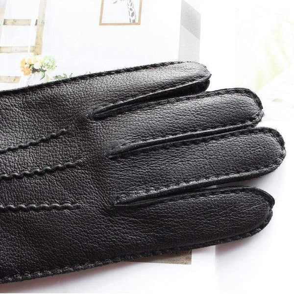 Planet Gates Men's Fashion Deerskin Gloves Colour Touch Screen Hand-Stitched Wool Lining Genuine Leather Gloves