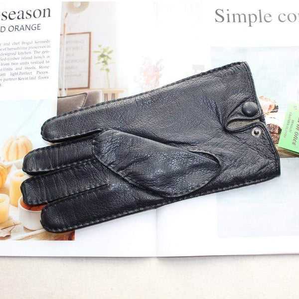 Planet Gates Men's Fashion Deerskin Gloves Colour Touch Screen Hand-Stitched Wool Lining Genuine Leather Gloves
