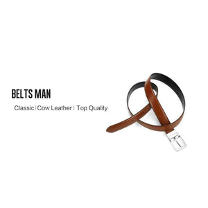 Planet Gates Men's Genuine Leather Belt Reversible For Jeans Male Rotated Buckle Dress Belts Designer Cowskin Leather Belts For Men Black