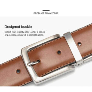 Planet Gates Men's Genuine Leather Belt Reversible For Jeans Male Rotated Buckle Dress Belts Designer Cowskin Leather Belts For Men Black