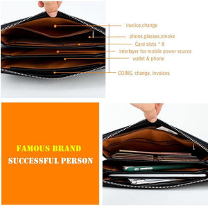 Planet Gates Men's Handbag Day Clutches Bags For Phone High Quality Spilt Leather Wallet Hand bag Large Capacity Male
