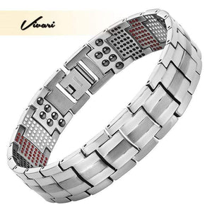 Planet Gates Men's Health Magnetic Bracelet For Men Silver Plated Pure Titanium Bangle Magnetic Ion Germanium Far Infar Red Bracelets