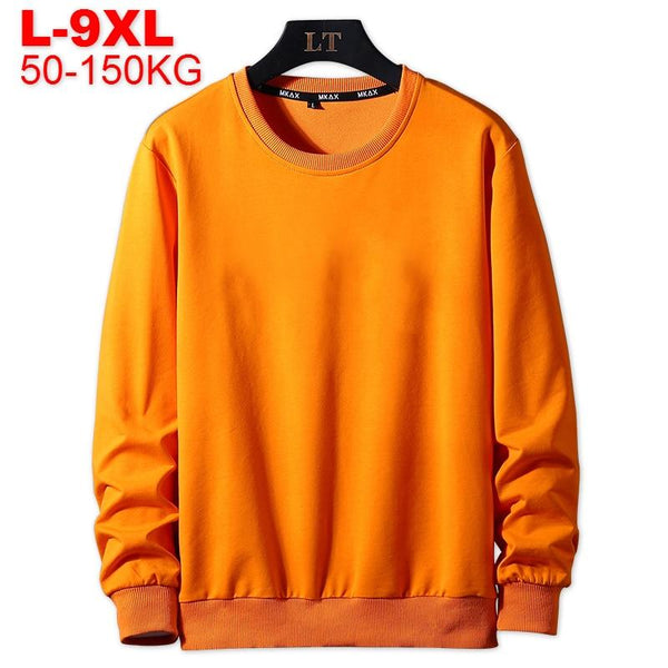 Planet Gates Men's Hoodies Plus Size 8xl 9xl Mens Orange Hoody Spring Autumn Pullover Black Streetwear Oversize Male Sweatshirt