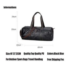 Planet Gates Men's Large Capacity PU Leather Sports Bag Gym Bag Fitness Sport Bags Travel Shoulder Handbag Male Bag Black Brown