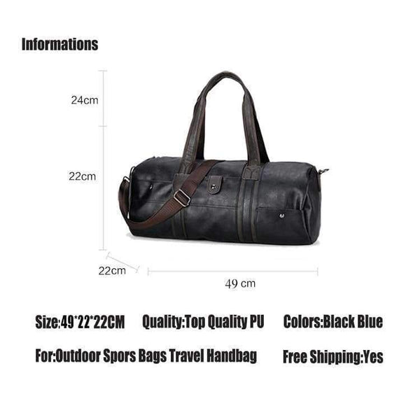 Planet Gates Men's Large Capacity PU Leather Sports Bag Gym Bag Fitness Sport Bags Travel Shoulder Handbag Male Bag Black Brown