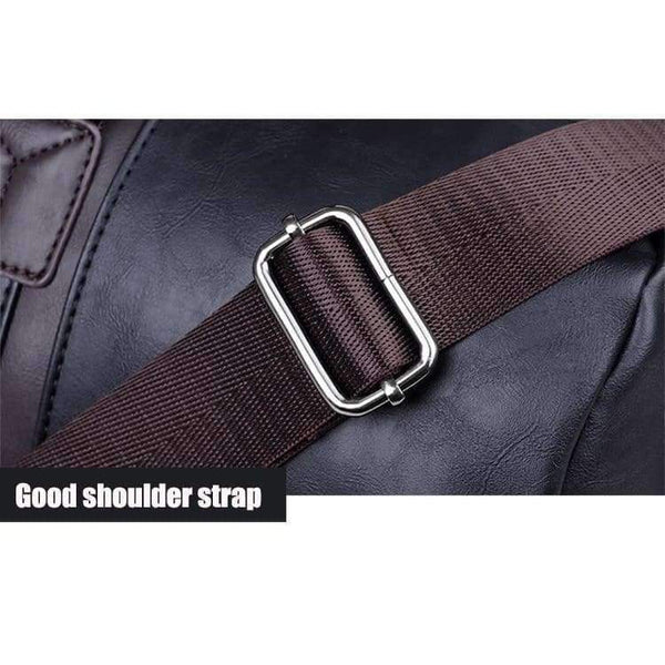 Planet Gates Men's Large Capacity PU Leather Sports Bag Gym Bag Fitness Sport Bags Travel Shoulder Handbag Male Bag Black Brown