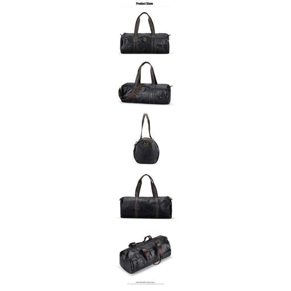 Planet Gates Men's Large Capacity PU Leather Sports Bag Gym Bag Fitness Sport Bags Travel Shoulder Handbag Male Bag Black Brown