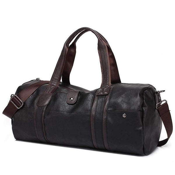 Planet Gates Men's Large Capacity PU Leather Sports Bag Gym Bag Fitness Sport Bags Travel Shoulder Handbag Male Bag Black Brown