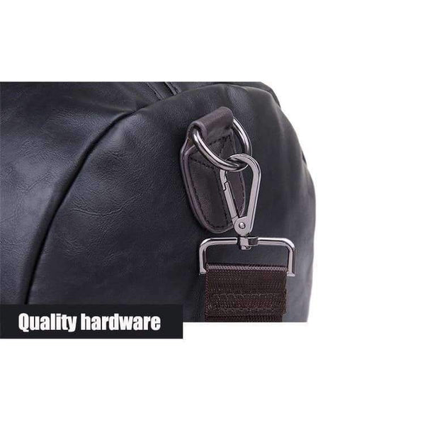 Planet Gates Men's Large Capacity PU Leather Sports Bag Gym Bag Fitness Sport Bags Travel Shoulder Handbag Male Bag Black Brown