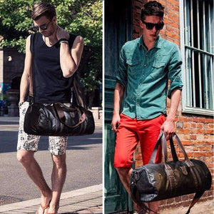 Planet Gates Men's Large Capacity PU Leather Sports Bag Gym Bag Fitness Sport Bags Travel Shoulder Handbag Male Bag Black Brown