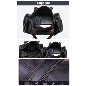 Planet Gates Men's Large Capacity PU Leather Sports Bag Gym Bag Fitness Sport Bags Travel Shoulder Handbag Male Bag Black Brown