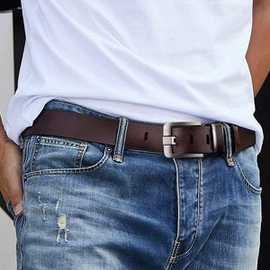 Men's Leather Alloy Pin Buckle Jeans Belt Fashion Business Cow Genuine Leather Men's Youth Luxury Retro Classic Belts