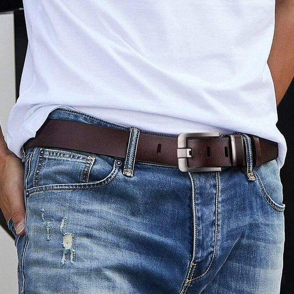 Men's Leather Alloy Pin Buckle Jeans Belt Fashion Business Cow Genuine Leather Men's Youth Luxury Retro Classic Belts