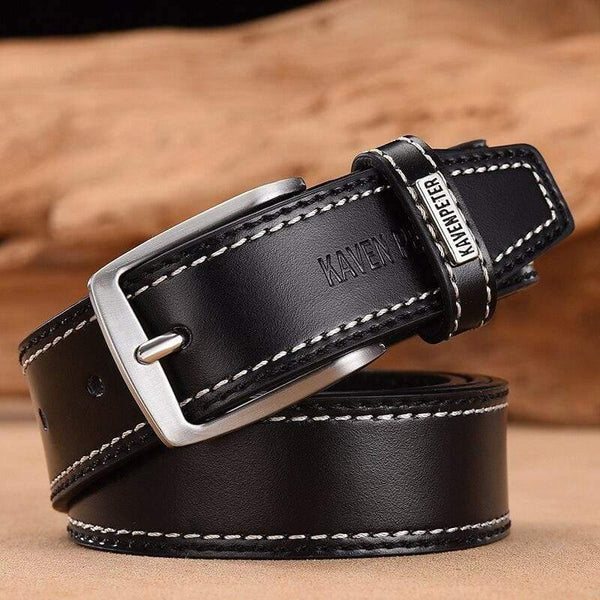 Men's Leather High Quality Classic Belt Alloy Pin Buckle Men's Matching Jeans Business Cowhide Belt Black Color Dark Brown Color