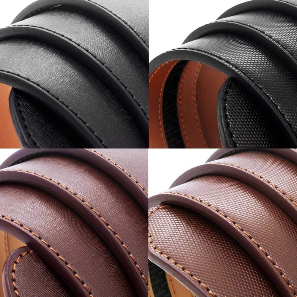 Men's Leather Ratchet Belt With Orthodox Automatic Buckle Genuine Leather Belts For Men