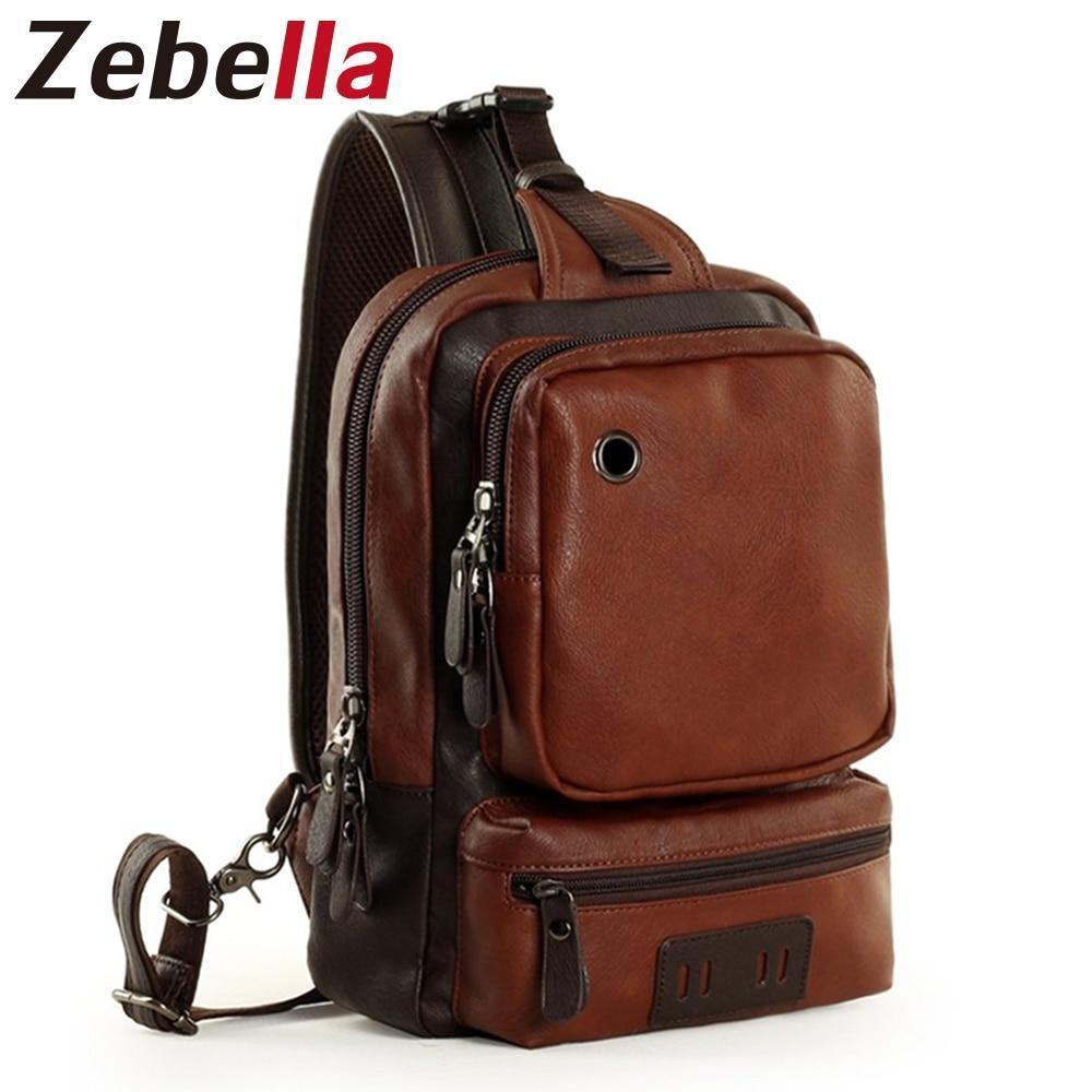 Planet Gates Men's Shoulder Bag Vintage Men Crossbody Bag Men Chest Bags Casual Fashion PU Leather Men Messenger Bag