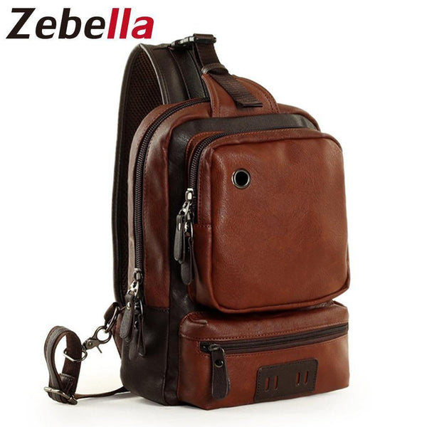 Planet Gates Men's Shoulder Bag Vintage Men Crossbody Bag Men Chest Bags Casual Fashion PU Leather Men Messenger Bag