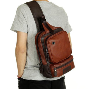 Planet Gates Men's Shoulder Bag Vintage Men Crossbody Bag Men Chest Bags Casual Fashion PU Leather Men Messenger Bag