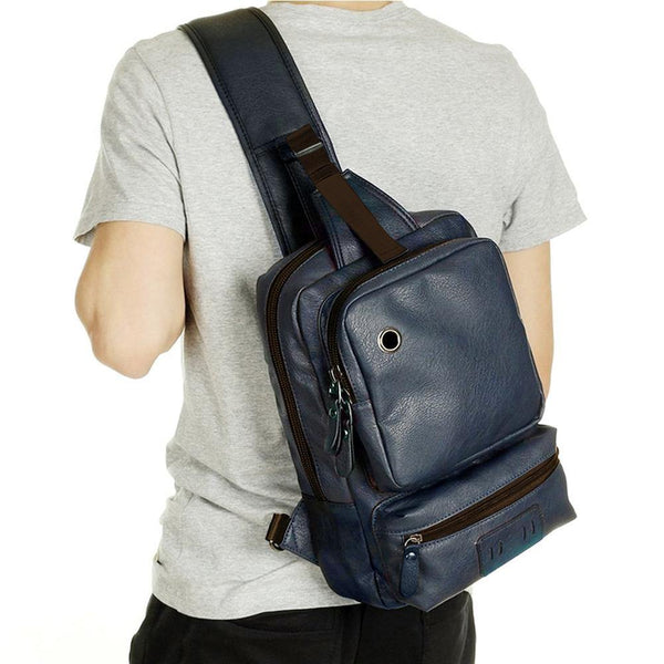 Planet Gates Men's Shoulder Bag Vintage Men Crossbody Bag Men Chest Bags Casual Fashion PU Leather Men Messenger Bag
