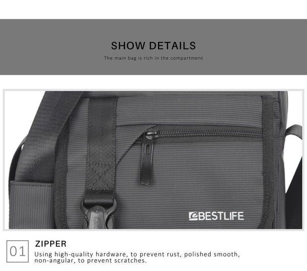 Planet Gates Men's Shoulder Messenger Bag 10.2" Business Briefcase Crossbody Messenger Bags Multifunction Men Nylon Shoulder Satchel